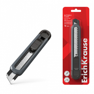 Нож канцелярский ЕК Butterfly Classic с автомат.фиксацией лезвия, 18 мм, серый, блистер