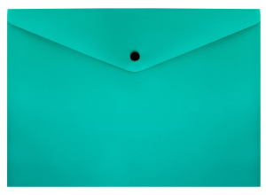 Конверт на кнопке А4 0,15мм однотонный, бирюзовый кнопка черная