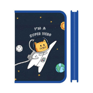 Папка д/тетрад. А5 1отд. на молнии вокруг  Кот в космосе