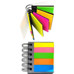 Закладки с липким краем (50*15мм и 51*76мм, )  5цв *25л., неон, евроспираль