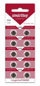 Батарейка-таблетка G6-10B Smartbuy Alkaline, блистер, цена за 1 шт