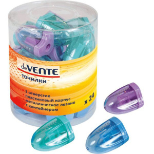 Точилка пласт. с контейнером  1 отв., 3 цвета