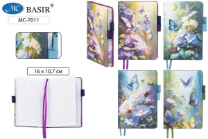 Записная книжка А6  80л. 7БЦ "Цветны бабочки" кл., тисн.фольгой