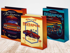 Пакет подар. бумажн. 18*23*10см, 140гр/м Микс мужской