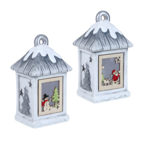 Сувенир новогодний "Фонарь" 14см , с LED подсветкой , керамика