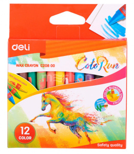 Мелки восковые Deli Colorun 12цв, европодвес