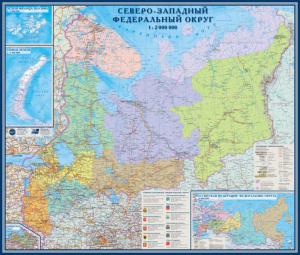 Карта настенная "Северо-Западный Федеральный округ" 1:2млн., (106*90см.)