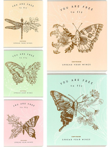 Тетрадь А5 48л кл. Проф-Пресс "Насекомые и растения" золото, лен