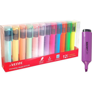 Набор текстовыделителей deVENTE  6 неоновых и 6 пастельных цветов, 1-5мм,