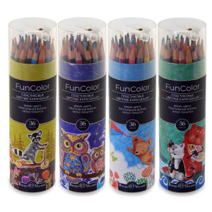 Карандаши цвет. 36цв BV "Funcolor" пластиковые в тубе с точилкой*