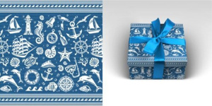 Бумага упаковочная "Морская" (10 листов в рулоне, 70 х 100 см, 90 г/м2)