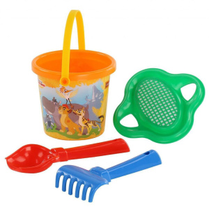 Набор игрушек. Ведро малое "Хранитель Лев", ситечко, совок 18см, грабли 18см