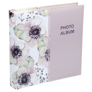 Фотоальбом 200 фото 10*15см Цветы, бум.карм.с мемо, книжн. пер-т