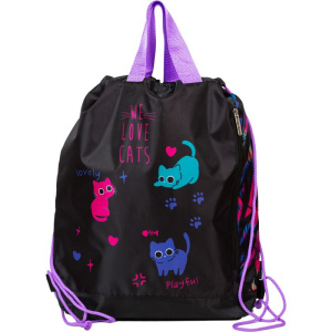 Мешок для обуви 1 отд, 380*430*90 Funny Cats", карман, верев.завязки, ручки