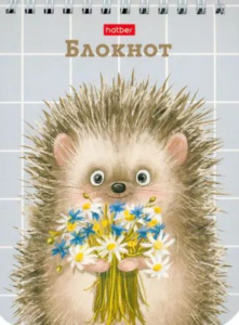 Блокнот А6  40л гребень "Хорошо быть ёжиком" УФ-лак, клетка
