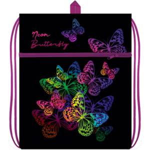 Мешок для обуви 1 отд, 410*490, карман "Бабочки неон"