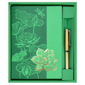 Набор Ежедневник недат А5 кожзам., мягк.пер., 120л. + ручка "Виннер зеленый" ляссе