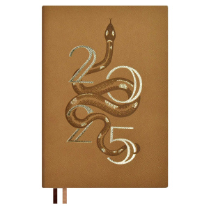 Ежедневник дат. 2025г А5 176л., мягк. переп., кожзам "Кассандра бежевый" блинт. тисн., ляссе