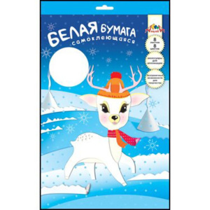 Белая бумага самокл. А4 8лист "Ассорти" блок - глянц.бум., пл. 190 г/м2, в папке