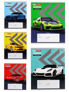 Тетрадь А5 18л кл. Проф-Пресс "Гоночные машины-2" 5 диз.в спайке, белизна 92%