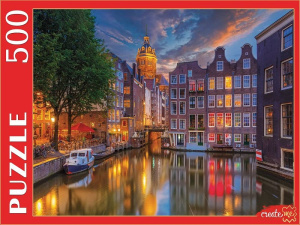 Пазлы  500 элементов  480*340мм. "Ночные огни Амстердама"