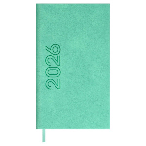 Еженедельник дат. 2026г 85*145мм 64л., кожзам., тв.пер. "Лозанж мятный" блинт.тисн, ляссе