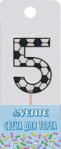 Свеча-цифра "5" Футболист, 5см