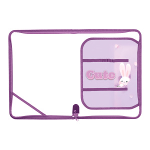 Папка д/труда А4 (325*230*25) 1отд. откид. планка, молния вокруг, пластик "Cute rabbit"