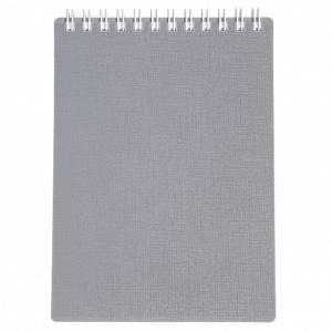 Блокнот А6 пласт.обл.  80л "Canvas. Cерый" гребень, кл.