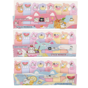 Закладки с липким краем (55*126мм)  8 цв, по 15л. "Котики и сладости"