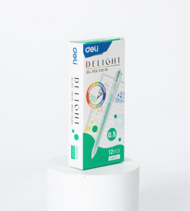 Ручка гелевая Deli Delight   0,5мм зеленая, прозрачный корпус