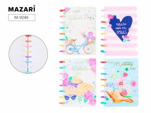 Блокнот А5 пласт.обл., на кольцах  80л "Ассорти" кл., 4 диз.