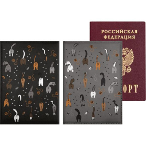 Обложка для паспорта из к/з " Funny Cats"  1 отд.д/визиток