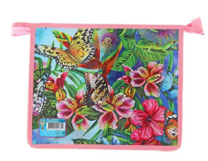 Папка д/тетрад. А5 (230*190*50) 1отд. молния сверху, метализир.картон "Летний микс"