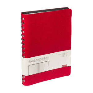 Ежедневник полудат. А5 кож.зам., мягк.пер., гребень, 208л. "Orbit. Красный"