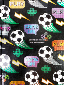 Записная книжка мальчика А5 80л. 7БЦ "Футбол и пиксели" твин.лак., фольга