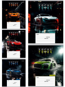 Тетрадь А5 12л косая лин. Проф-Пресс "Цветное авто" 5диз.в сп.,бел.100%