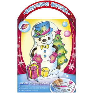 Витражная роспись с трафаретами "Снеговичок"