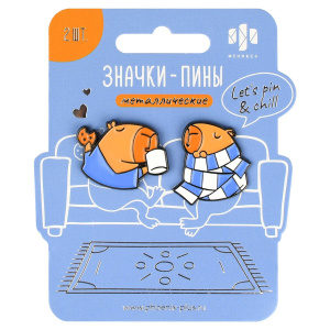 Набор значков-пинов 2шт. "Капибара" 24*33см, 28*26см