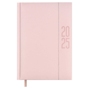 Ежедневник дат. 2025г А6+ 176л., тв. переп., кожзам "Плонже эконом розовый" блинт. тисн., ляссе