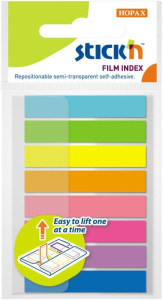 Закладки с липким краем (45*8мм) 8цв. по 20л., Z-сложение, пластиковые