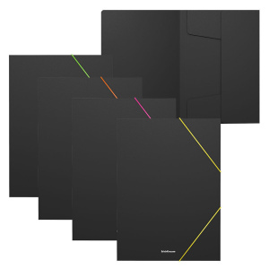 Папка на резинке А4 50мм Matt Accent, черная с цветной резинкой