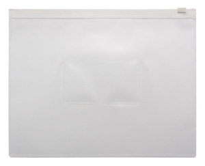 Конверт на молнии А5 0,15мм, карман д/визитки, белая молния