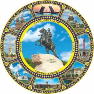 Магнит сувенирный   7см СПБ Медный всадник, фарфор