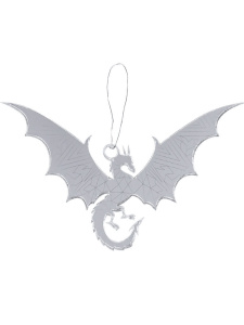 Подвесное украшение 10см "Новогодний дракончик" серебро, акрил