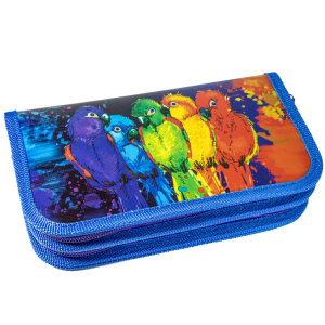 Пенал 2 отд. (190*105)   Попугайчики, лам., печать на фольге