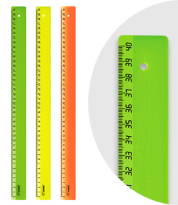 Линейка 40 см пласт. цветн.флюор.