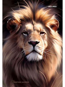 Блокнот А6 7БЦ  80л "Красивый лев" кл., глянц.лам., лен