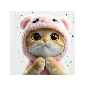 Блокнот 105*105мм 7БЦ  48л "Кот в капюшоне" кл., глянц.лам., тисн.фольгой