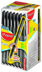 Ручка шар. MAPED GREEN ICE 0,6мм, треуг.полупрозр.корп.под карбон, чёрная